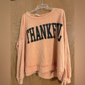 Women’s “Thankful” Orange/black sweatshirt. Size M NWOT